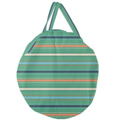 Horizontal Line Green Red Orange Giant Round Zipper Tote by Mariart