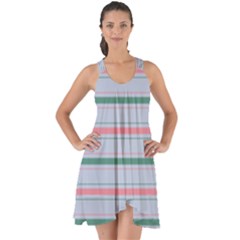 Horizontal Line Green Pink Gray Show Some Back Chiffon Dress by Mariart