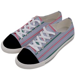 Horizontal Line Green Pink Gray Women s Low Top Canvas Sneakers by Mariart