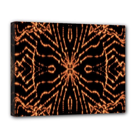 Golden Fire Pattern Polygon Space Canvas 14  X 11 