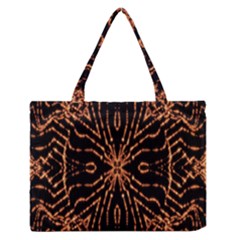 Golden Fire Pattern Polygon Space Zipper Medium Tote Bag by Mariart