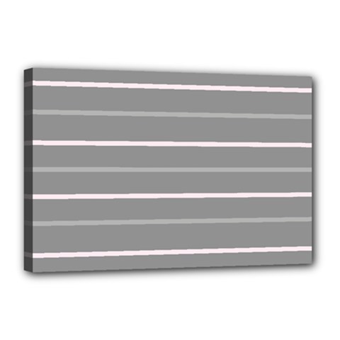 Horizontal Line Grey Pink Canvas 18  X 12 