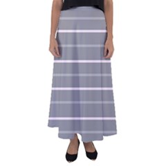 Horizontal Line Grey Pink Flared Maxi Skirt by Mariart