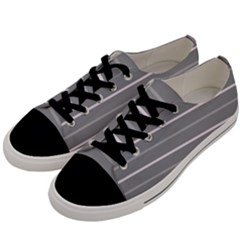 Horizontal Line Grey Pink Men s Low Top Canvas Sneakers by Mariart