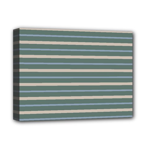 Horizontal Line Grey Blue Deluxe Canvas 16  X 12  