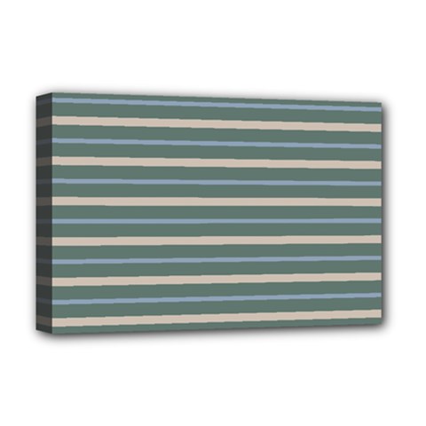 Horizontal Line Grey Blue Deluxe Canvas 18  X 12  