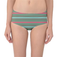 Horizontal Line Red Green Mid-waist Bikini Bottoms by Mariart