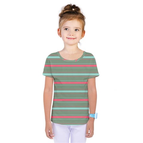 Horizontal Line Red Green Kids  One Piece Tee by Mariart