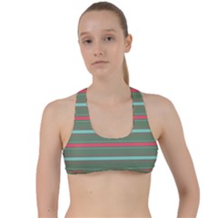 Horizontal Line Red Green Criss Cross Racerback Sports Bra by Mariart