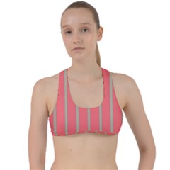 Line Red Grey Vertical Criss Cross Racerback Sports Bra by Mariart