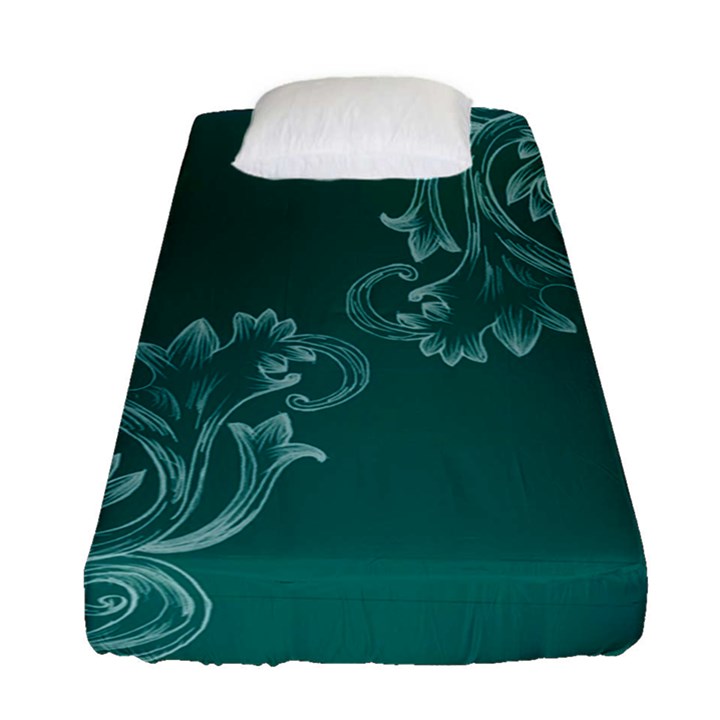 Leaf Green Blue Sexy Fitted Sheet (Single Size)