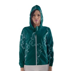 Leaf Green Blue Sexy Hooded Wind Breaker (Women)