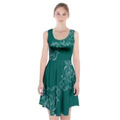 Leaf Green Blue Sexy Racerback Midi Dress