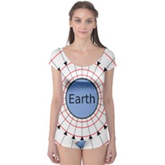 Magnetik Earth s Gravitational Line Triangle Boyleg Leotard  by Mariart