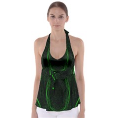 Green Foam Waves Polygon Animation Kaleida Motion Babydoll Tankini Top by Mariart