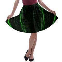 Green Foam Waves Polygon Animation Kaleida Motion A-line Skater Skirt by Mariart