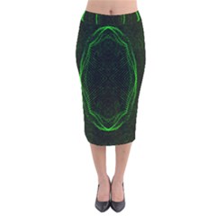 Green Foam Waves Polygon Animation Kaleida Motion Velvet Midi Pencil Skirt by Mariart