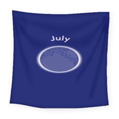 Moon July Blue Space Square Tapestry (Large)