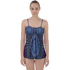 Peaceful Flower Formation Sparkling Space Babydoll Tankini Set