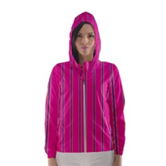 Pink Line Vertical Purple Yellow Fushia Hooded Wind Breaker (women) by Mariart