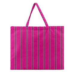 Pink Line Vertical Purple Yellow Fushia Zipper Large Tote Bag by Mariart