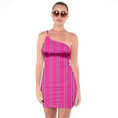 Pink Line Vertical Purple Yellow Fushia One Soulder Bodycon Dress by Mariart