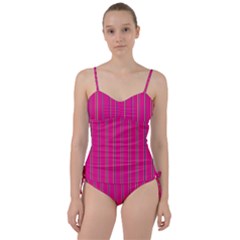 Pink Line Vertical Purple Yellow Fushia Sweetheart Tankini Set