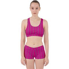 Pink Line Vertical Purple Yellow Fushia Work It Out Sports Bra Set by Mariart