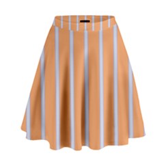 Rayures Bleu Orange High Waist Skirt by Mariart