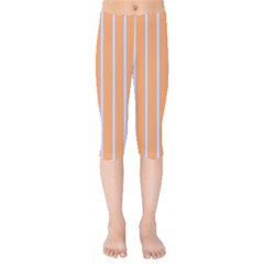 Rayures Bleu Orange Kids  Capri Leggings  by Mariart