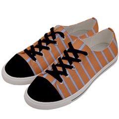 Rayures Bleu Orange Men s Low Top Canvas Sneakers by Mariart
