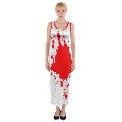 Red Blood Splatter Fitted Maxi Dress