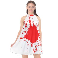 Red Blood Splatter Halter Neckline Chiffon Dress 