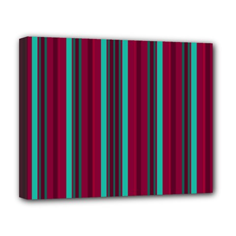 Red Blue Line Vertical Deluxe Canvas 20  X 16   by Mariart