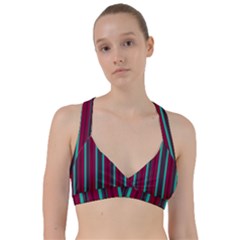 Red Blue Line Vertical Sweetheart Sports Bra