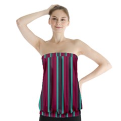 Red Blue Line Vertical Strapless Top by Mariart