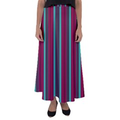 Red Blue Line Vertical Flared Maxi Skirt