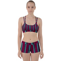 Red Blue Line Vertical Women s Sports Set by Mariart