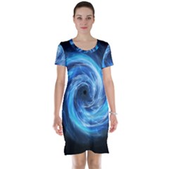 Hole Space Galaxy Star Planet Short Sleeve Nightdress by Mariart