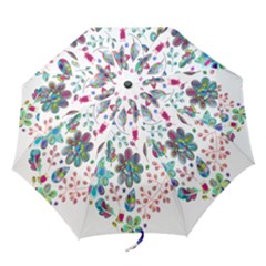 Prismatic Psychedelic Floral Heart Background Folding Umbrellas