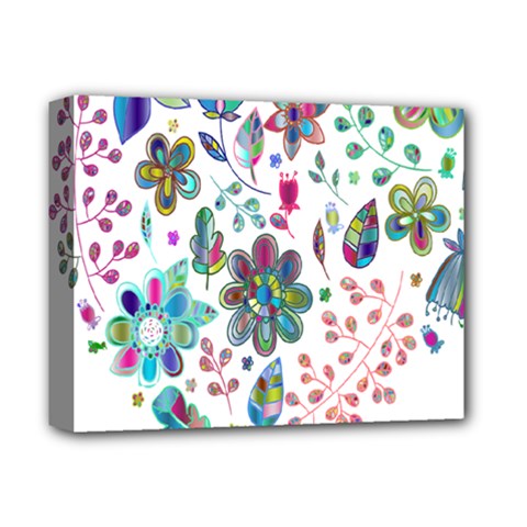 Prismatic Psychedelic Floral Heart Background Deluxe Canvas 14  X 11 