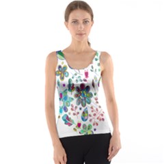 Prismatic Psychedelic Floral Heart Background Tank Top by Mariart