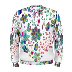 Prismatic Psychedelic Floral Heart Background Men s Sweatshirt