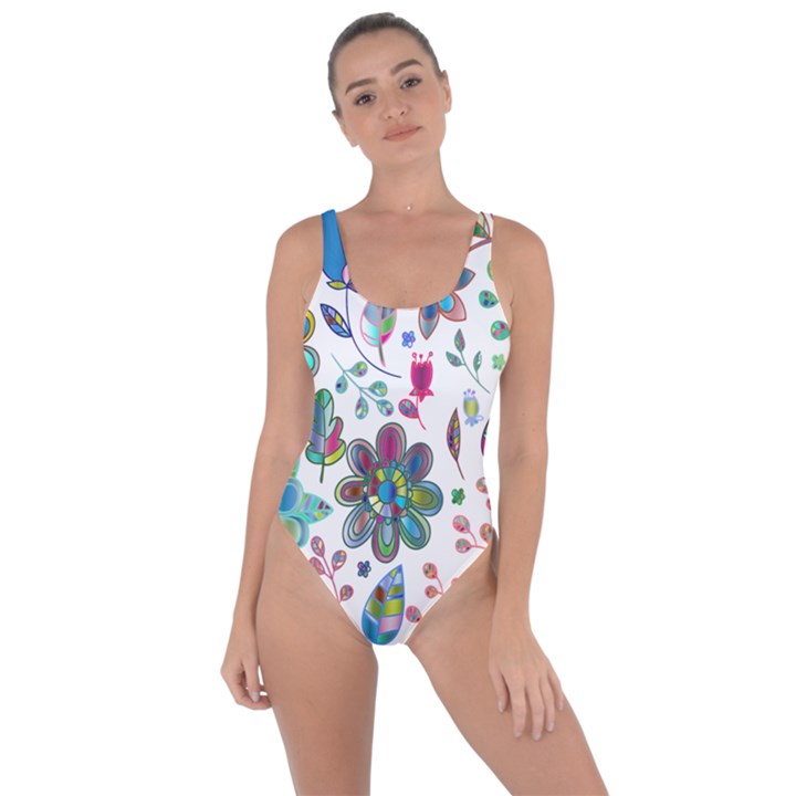 Prismatic Psychedelic Floral Heart Background Bring Sexy Back Swimsuit