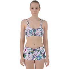 Prismatic Psychedelic Floral Heart Background Women s Sports Set