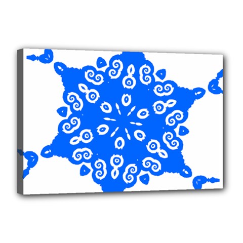 Snowflake Art Blue Cool Polka Dots Canvas 18  x 12 