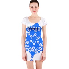 Snowflake Art Blue Cool Polka Dots Short Sleeve Bodycon Dress