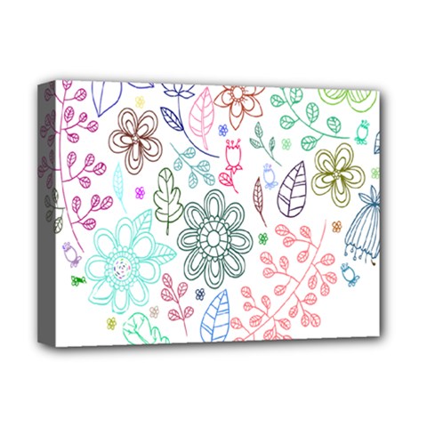 Prismatic Neon Floral Heart Love Valentine Flourish Rainbow Deluxe Canvas 16  X 12   by Mariart