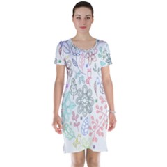 Prismatic Neon Floral Heart Love Valentine Flourish Rainbow Short Sleeve Nightdress