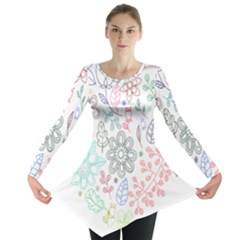 Prismatic Neon Floral Heart Love Valentine Flourish Rainbow Long Sleeve Tunic  by Mariart